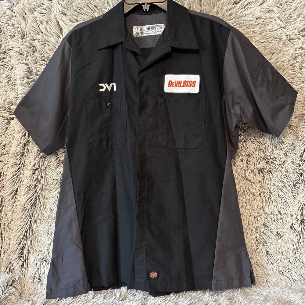 Red Kap Mechanic Work Shirt Mens Size Large Rockabilly‎ Grunge Workwear Hot Rod